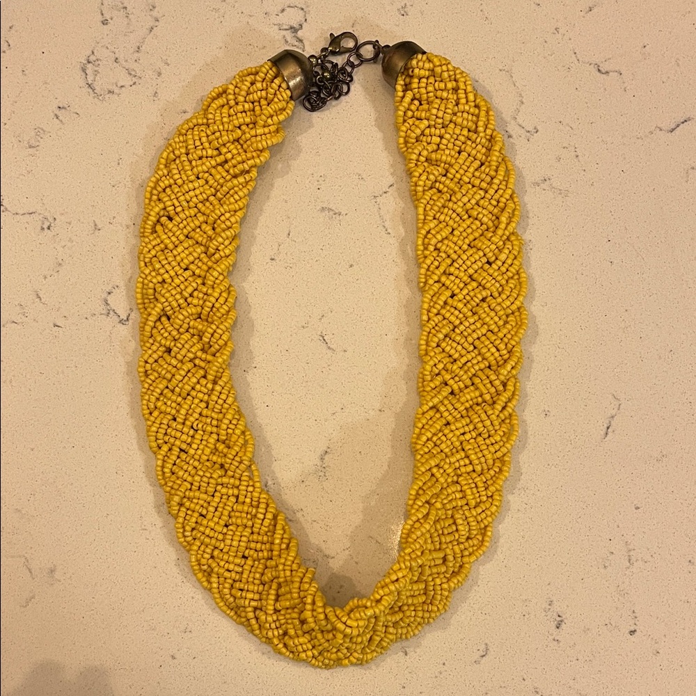 Ann Taylor Braided Bead Necklace - Yellow